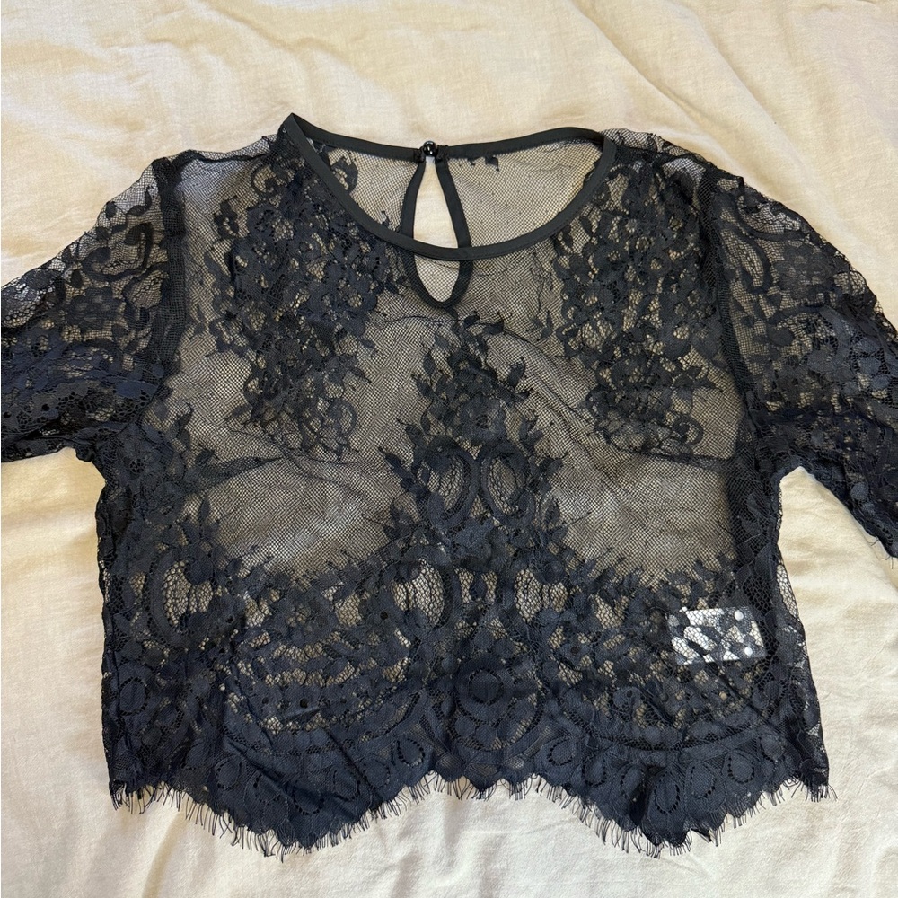 Black mesh top